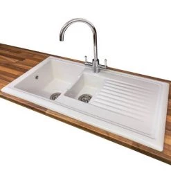 Reginox White Ceramic 1.5 Bowl Kitchen Sink - RL301CW 7 Reginox White Ceramic 1.5 Bowl Kitchen Sink - RL301CW -Cheap Basins Store RL301CW n d2 460