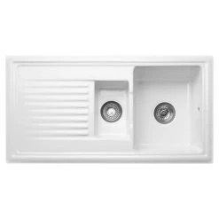 Reginox White Ceramic 1.5 Bowl Kitchen Sink - RL301CW 8 Reginox White Ceramic 1.5 Bowl Kitchen Sink - RL301CW -Cheap Basins Store RL301CW n d3 460