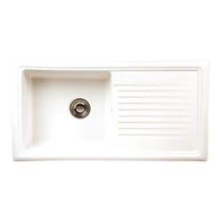 Reginox White Ceramic 1.0 Bowl Kitchen Sink + Mixer Tap -Cheap Basins Store RL304CW ELBE nw d3 460