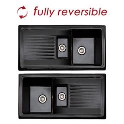 Reginox Traditional Black Ceramic 1.5 Kitchen Sink + Brooklyn Mixer Tap -Cheap Basins Store RL401CB BROOKLYN n d2 460