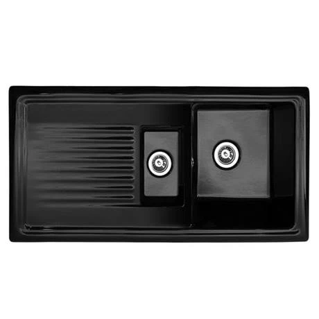 Reginox Traditional Black Ceramic 1.5 Bowl Kitchen Sink 4 Reginox Traditional Black Ceramic 1.5 Bowl Kitchen Sink - Image 4
