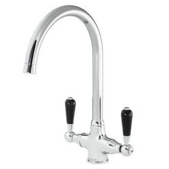 Reginox Traditional Black Ceramic 1.0 Kitchen Sink + Brooklyn Mixer Tap -Cheap Basins Store RL404CB BROOKLYN N D2 460