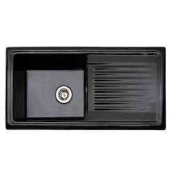Reginox Traditional Black Ceramic 1.0 Bowl Kitchen Sink -Cheap Basins Store RL404CB N D2 460