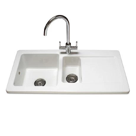 Reginox Contemporary White Ceramic 1.5 Bowl Kitchen Sink - RL501CW 1 Reginox Contemporary White Ceramic 1.5 Bowl Kitchen Sink - RL501CW