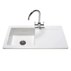 Reginox Contemporary White Ceramic 1.0 Bowl Kitchen Sink - RL504CW