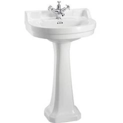 Burlington Edwardian Round Medium Basin and Regal Pedestal - Various Tap Hole Options