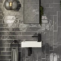 Rondo Wall Hung Small Cloakroom Basin 1TH - 365 x 180mm -Cheap Basins Store RWHSCB n d1 460