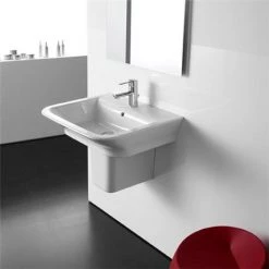 Roca - The Gap 650mm 1 tap hole basin with semi pedestal -Cheap Basins Store Roca The Gap 650mm 1 tap hole basin with semi pedestal d2 375