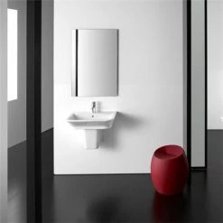Roca - The Gap 650mm 1 tap hole basin with semi pedestal -Cheap Basins Store Roca The Gap 650mm 1 tap hole basin with semi pedestal d3 375