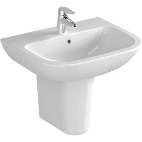 VitrA - S20 Wall Mounted Basin and Half Pedestal - 1 Tap Hole - 5 x Size Options 1 VitrA - S20 Wall Mounted Basin and Half Pedestal - 1 Tap Hole - 5 x Size Options