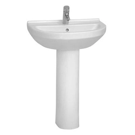 VitrA - S50 Round Washbasin & Pedestal - 1 Tap Hole - 4 Size Options 1 VitrA - S50 Round Washbasin & Pedestal - 1 Tap Hole - 4 Size Options
