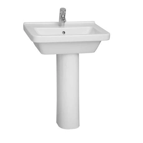 VitrA - S50 Square Washbasin & Pedestal - 1 Tap Hole - Various Size Options 1 VitrA - S50 Square Washbasin & Pedestal - 1 Tap Hole - Various Size Options