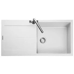 Rangemaster Scoria 1000 x 500mm Igneous Crystal White 1.0 Bowl Inset Sink - SCO1051CW