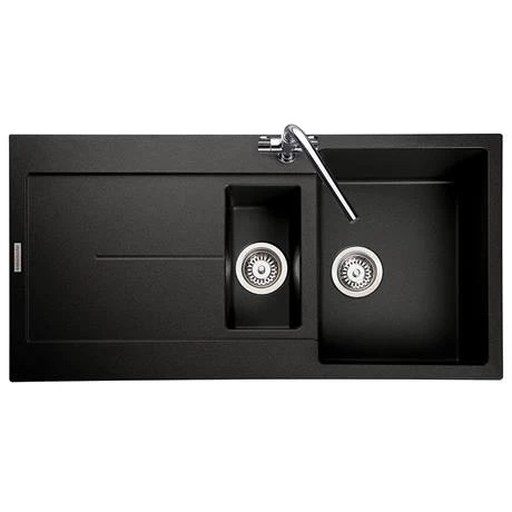 Rangemaster Scoria 1000 x 500mm Igneous Granite Ash 1.5 Bowl Inset Sink - SCO1052AS 2 Rangemaster Scoria 1000 x 500mm Igneous Granite Ash 1.5 Bowl Inset Sink - SCO1052AS - Image 2