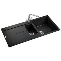 Rangemaster Scoria 1000 x 500mm Igneous Granite Ash 1.5 Bowl Inset Sink - SCO1052AS