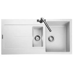Rangemaster Scoria 1000 x 500mm Igneous Crystal White 1.5 Bowl Inset Sink - SCO1052CW