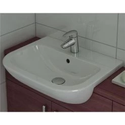 VitrA - S20 Model 55cm Semi-Recessed Wash Basins - 1 or 2 Tap Hole -Cheap Basins Store SEMI RECESSED VER LARGE 375