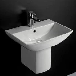 RAK Summit 50cm Basin 1TH with Half Pedestal -Cheap Basins Store SUM 50BAS1 HPED D1 460