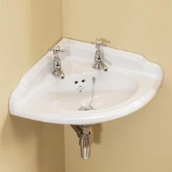 Silverdale Victorian 465mm Corner Cloakroom Basin - 2 Tap Hole