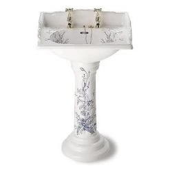 Silverdale Victorian Blue Garden Pattern 635mm Wide Basin with Full Pedestal -Cheap Basins Store Silverdale Victorian Blue Garden Pattern 635mm Wide Basin with Full Pedestal d2 460