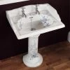 Silverdale Victorian Blue Garden Pattern 635mm Wide Basin with Full Pedestal