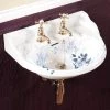 Silverdale Victorian Blue Garden Wall Hung Cloakroom Basin (530mm Wide - 2 Tap Hole)