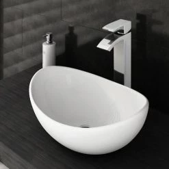 Summit High Rise Waterfall Basin Mixer + Oval Counter Top Basin