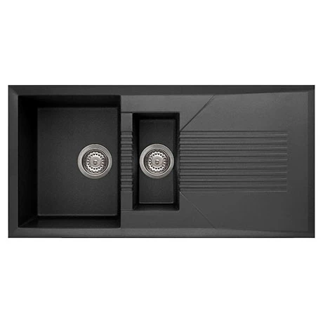 Reginox Tekno 475 1.5 Bowl Granite Kitchen Sink - Black 1 Reginox Tekno 475 1.5 Bowl Granite Kitchen Sink - Black