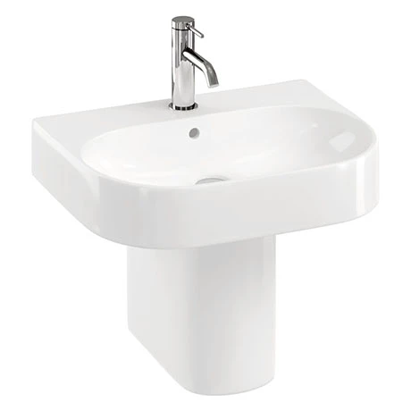 Britton Bathrooms Trim 500mm 1TH Basin with Semi Pedestal 1 Britton Bathrooms Trim 500mm 1TH Basin with Semi Pedestal