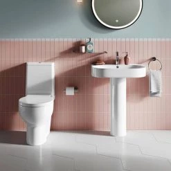 Britton Bathrooms Trim 600mm 1TH Basin with Full Pedestal 5 Britton Bathrooms Trim 600mm 1TH Basin with Full Pedestal -Cheap Basins Store TR60FPED D3 460