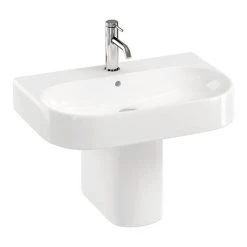 Britton Bathrooms Trim 600mm 1TH Basin with Semi Pedestal