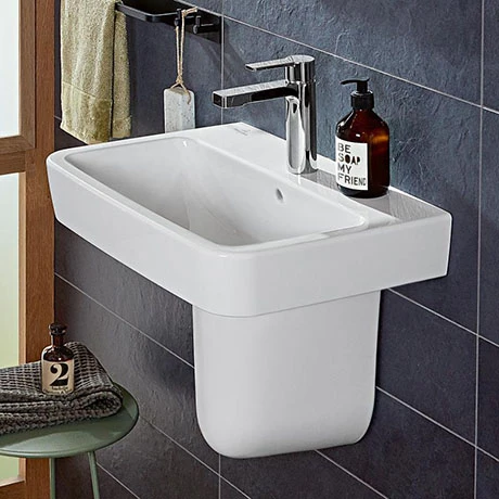 Villeroy and Boch O.novo Square 1TH Washbasin + Semi Pedestal 1 Villeroy and Boch O.novo Square 1TH Washbasin + Semi Pedestal