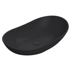 Venice Matt Black Oval Counter Top Basin - 615 x 360mm