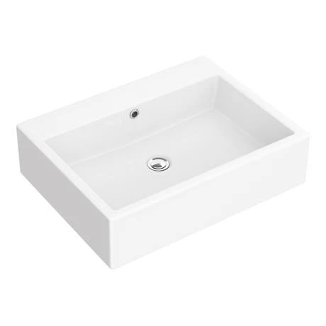 Kyoto Large Rectangular 600 x 460mm 0TH Wall Hung Basin 2 Kyoto Large Rectangular 600 x 460mm 0TH Wall Hung Basin - Image 2