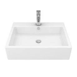 Kyoto Large Rectangular 600 x 460mm 1TH Wall Hung Basin -Cheap Basins Store VES132 n d1 460