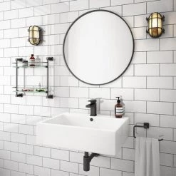 Kyoto Large Rectangular 600 x 460mm 1TH Wall Hung Basin -Cheap Basins Store VES132 d4 460