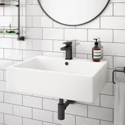 Kyoto Large Rectangular 600 x 460mm 1TH Wall Hung Basin