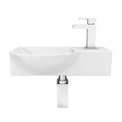 Valencia Wall Hung Basin (400mm Wide - Gloss White) -Cheap Basins Store VGW4 d3 460