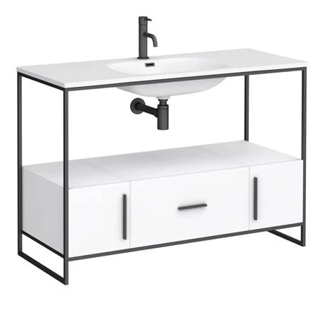 Venice 1200 Black Frame Basin Washstand incl. Solid Stone Basin 2 Venice 1200 Black Frame Basin Washstand incl. Solid Stone Basin - Image 2