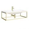 Venice 900mm Wall Hung Basin with Brushed Brass Towel Rail Frame inc. Tap + Bottle Trap