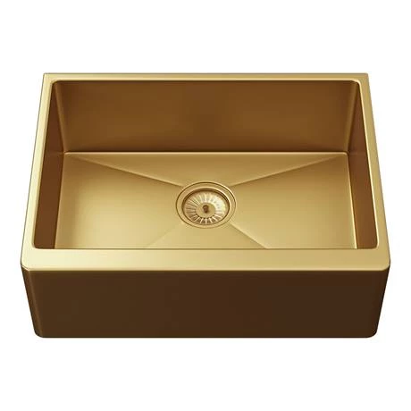 Venice Brushed Gold Belfast Stainless Steel Kitchen Sink + Waste 2 Venice Brushed Gold Belfast Stainless Steel Kitchen Sink + Waste - Image 2