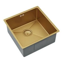 Venice 1.0 Bowl Brushed Gold Inset or Undermount Stainless Steel Kitchen Sink + Waste -Cheap Basins Store VSNK026 D2 460