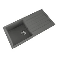 Venice 1.0 Bowl Matt Grey Composite Kitchen Sink + Chrome Waste -Cheap Basins Store VSNK076 D2 460