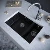 Venice 1.5 Bowl Matt Black Undermount Composite Kitchen Sink