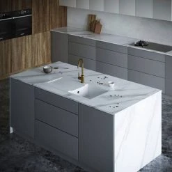 Venice 1.0 Bowl Matt White Composite Kitchen Sink + Chrome Waste -Cheap Basins Store VSNK101 D3 460