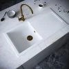 Venice 1.0 Bowl Matt White Composite Kitchen Sink + Chrome Waste