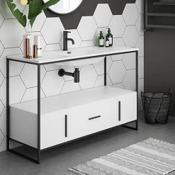 Venice 1200 Black Frame Basin Washstand incl. Solid Stone Basin