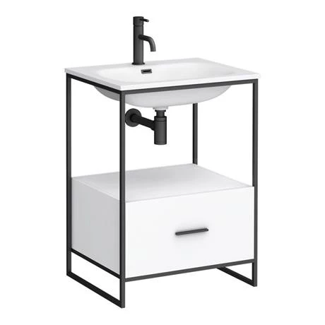 Venice 600 Black Frame Basin Washstand incl. Solid Stone Basin 2 Venice 600 Black Frame Basin Washstand incl. Solid Stone Basin - Image 2