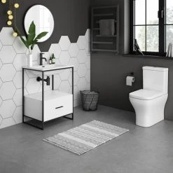 Venice 600 Black Frame Basin Washstand incl. Solid Stone Basin 8 Venice 600 Black Frame Basin Washstand incl. Solid Stone Basin -Cheap Basins Store VWS6 n d2 460