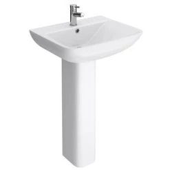 Venice Modern Short Projection Basin & Pedestal (550mm Wide - 1 Tap Hole)